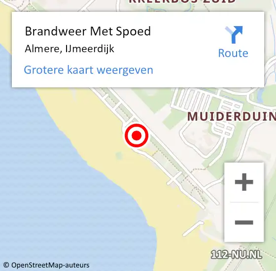 Locatie op kaart van de 112 melding: Brandweer Met Spoed Naar Almere, IJmeerdijk op 14 juni 2023 10:24