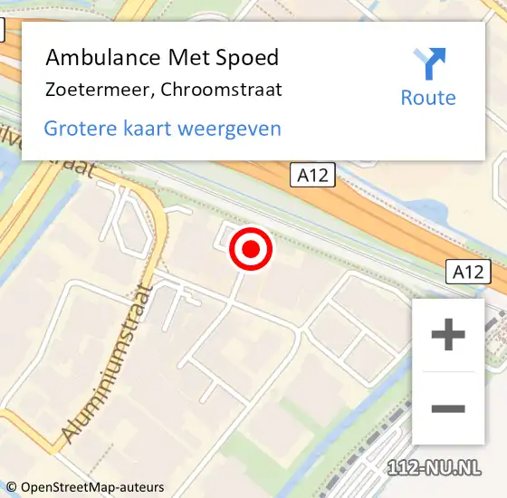 Locatie op kaart van de 112 melding: Ambulance Met Spoed Naar Zoetermeer, Chroomstraat op 14 juni 2023 10:47