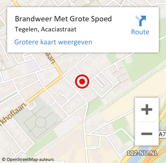 Locatie op kaart van de 112 melding: Brandweer Met Grote Spoed Naar Tegelen, Acaciastraat op 14 juni 2023 10:50