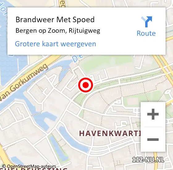 Locatie op kaart van de 112 melding: Brandweer Met Spoed Naar Bergen op Zoom, Rijtuigweg op 14 juni 2023 10:55