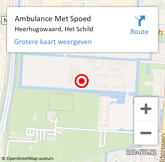 Locatie op kaart van de 112 melding: Ambulance Met Spoed Naar Heerhugowaard, Het Schild op 14 juni 2023 11:07