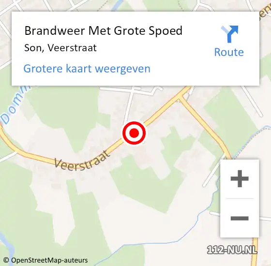 Locatie op kaart van de 112 melding: Brandweer Met Grote Spoed Naar Son, Veerstraat op 28 augustus 2014 22:16