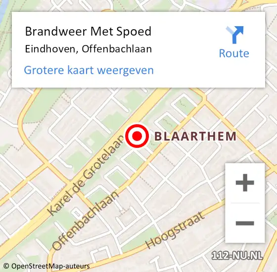 Locatie op kaart van de 112 melding: Brandweer Met Spoed Naar Eindhoven, Offenbachlaan op 14 juni 2023 11:23