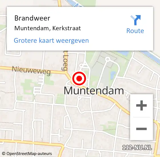 Locatie op kaart van de 112 melding: Brandweer Muntendam, Kerkstraat op 14 juni 2023 11:28