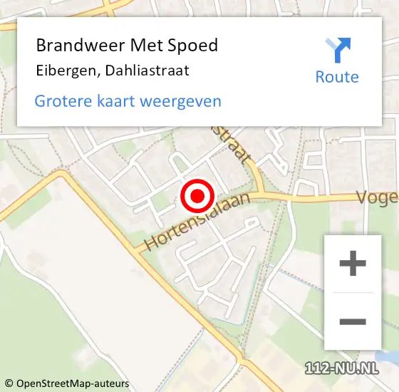 Locatie op kaart van de 112 melding: Brandweer Met Spoed Naar Eibergen, Dahliastraat op 14 juni 2023 11:34