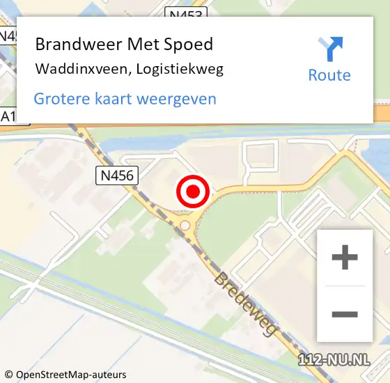 Locatie op kaart van de 112 melding: Brandweer Met Spoed Naar Waddinxveen, Logistiekweg op 14 juni 2023 12:34