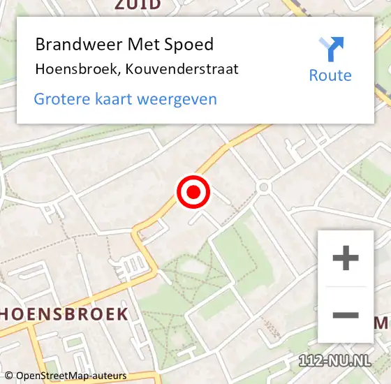 Locatie op kaart van de 112 melding: Brandweer Met Spoed Naar Hoensbroek, Kouvenderstraat op 14 juni 2023 12:51