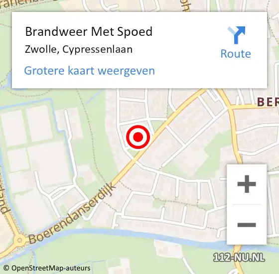 Locatie op kaart van de 112 melding: Brandweer Met Spoed Naar Zwolle, Cypressenlaan op 14 juni 2023 12:51