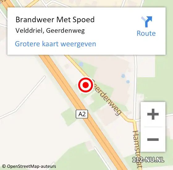 Locatie op kaart van de 112 melding: Brandweer Met Spoed Naar Velddriel, Geerdenweg op 14 juni 2023 12:52