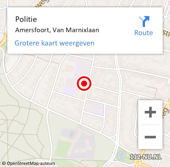 Locatie op kaart van de 112 melding: Politie Amersfoort, Van Marnixlaan op 14 juni 2023 12:53