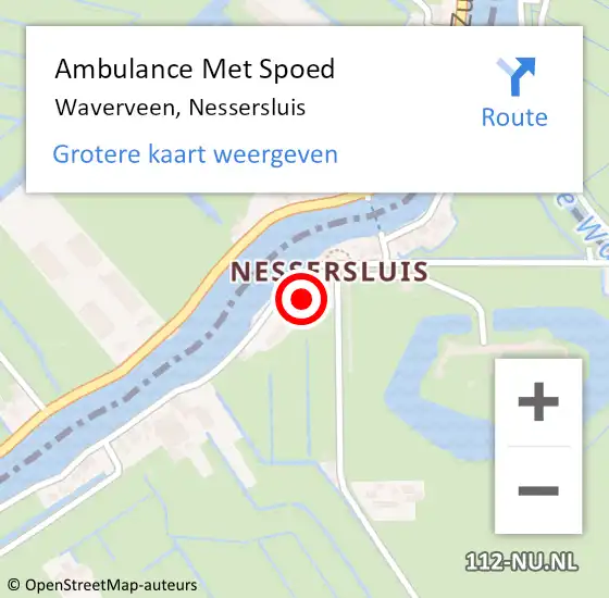 Locatie op kaart van de 112 melding: Ambulance Met Spoed Naar Waverveen, Nessersluis op 14 juni 2023 12:58