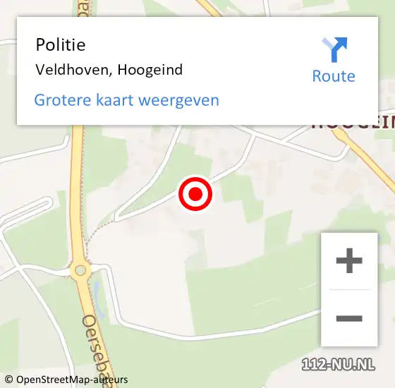 Locatie op kaart van de 112 melding: Politie Veldhoven, Hoogeind op 14 juni 2023 13:14