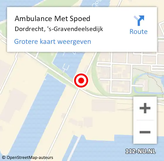 Locatie op kaart van de 112 melding: Ambulance Met Spoed Naar Dordrecht, 's-Gravendeelsedijk op 14 juni 2023 13:25