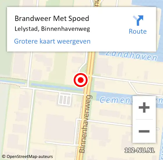 Locatie op kaart van de 112 melding: Brandweer Met Spoed Naar Lelystad, Binnenhavenweg op 14 juni 2023 13:29