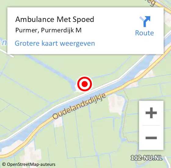 Locatie op kaart van de 112 melding: Ambulance Met Spoed Naar Purmer, Purmerdijk M op 14 juni 2023 13:31