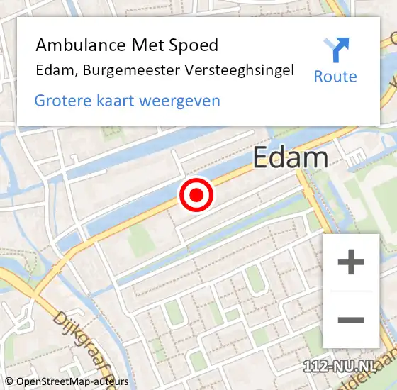 Locatie op kaart van de 112 melding: Ambulance Met Spoed Naar Edam, Burgemeester Versteeghsingel op 14 juni 2023 13:35