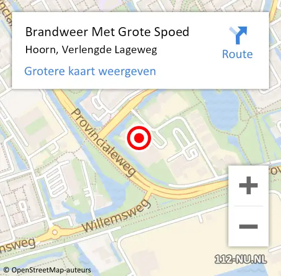 Locatie op kaart van de 112 melding: Brandweer Met Grote Spoed Naar Hoorn, Verlengde Lageweg op 14 juni 2023 13:41