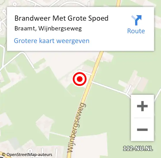 Locatie op kaart van de 112 melding: Brandweer Met Grote Spoed Naar Braamt, Wijnbergseweg op 14 juni 2023 13:45