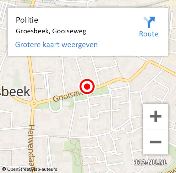 Locatie op kaart van de 112 melding: Politie Groesbeek, Gooiseweg op 14 juni 2023 14:03