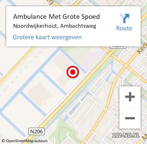 Locatie op kaart van de 112 melding: Ambulance Met Grote Spoed Naar Noordwijkerhout, Ambachtsweg op 14 juni 2023 14:05