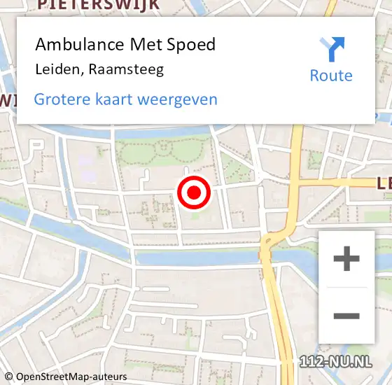 Locatie op kaart van de 112 melding: Ambulance Met Spoed Naar Leiden, Raamsteeg op 14 juni 2023 14:12