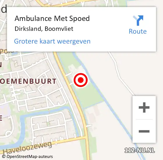 Locatie op kaart van de 112 melding: Ambulance Met Spoed Naar Dirksland, Boomvliet op 14 juni 2023 14:29