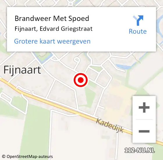 Locatie op kaart van de 112 melding: Brandweer Met Spoed Naar Fijnaart, Edvard Griegstraat op 14 juni 2023 14:30