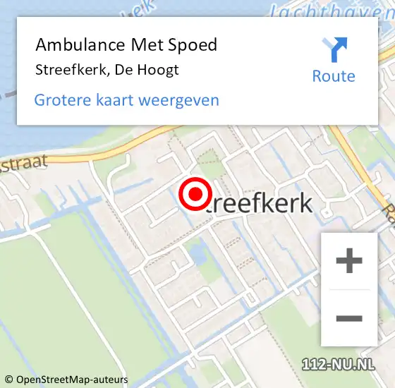 Locatie op kaart van de 112 melding: Ambulance Met Spoed Naar Streefkerk, De Hoogt op 14 juni 2023 14:38