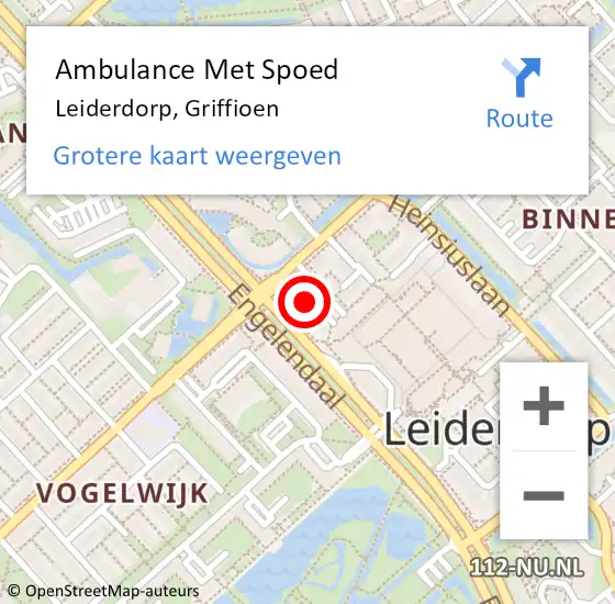 Locatie op kaart van de 112 melding: Ambulance Met Spoed Naar Leiderdorp, Griffioen op 14 juni 2023 14:46