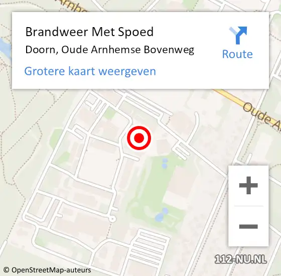 Locatie op kaart van de 112 melding: Brandweer Met Spoed Naar Doorn, Oude Arnhemse Bovenweg op 14 juni 2023 14:46