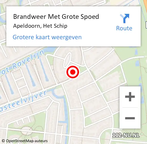 Locatie op kaart van de 112 melding: Brandweer Met Grote Spoed Naar Apeldoorn, Het Schip op 14 juni 2023 14:56