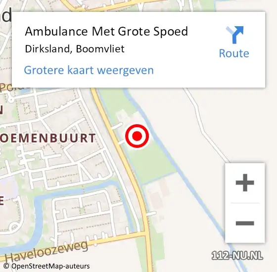 Locatie op kaart van de 112 melding: Ambulance Met Grote Spoed Naar Dirksland, Boomvliet op 14 juni 2023 15:01