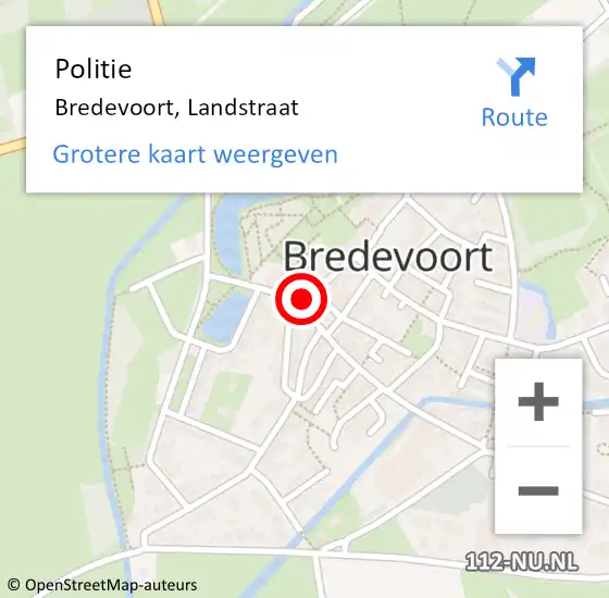Locatie op kaart van de 112 melding: Politie Bredevoort, Landstraat op 14 juni 2023 15:10