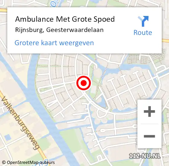 Locatie op kaart van de 112 melding: Ambulance Met Grote Spoed Naar Rijnsburg, Geesterwaardelaan op 14 juni 2023 15:13