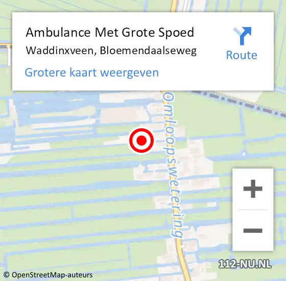 Locatie op kaart van de 112 melding: Ambulance Met Grote Spoed Naar Waddinxveen, Bloemendaalseweg op 14 juni 2023 15:22