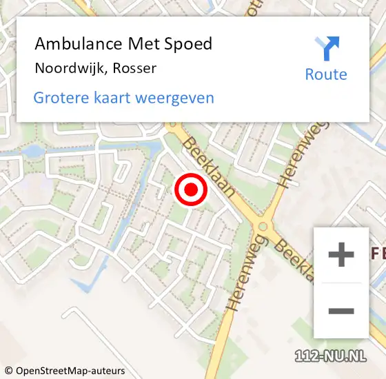 Locatie op kaart van de 112 melding: Ambulance Met Spoed Naar Noordwijk, Rosser op 14 juni 2023 15:22