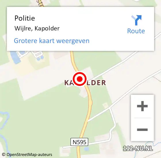 Locatie op kaart van de 112 melding: Politie Wijlre, Kapolder op 14 juni 2023 15:34