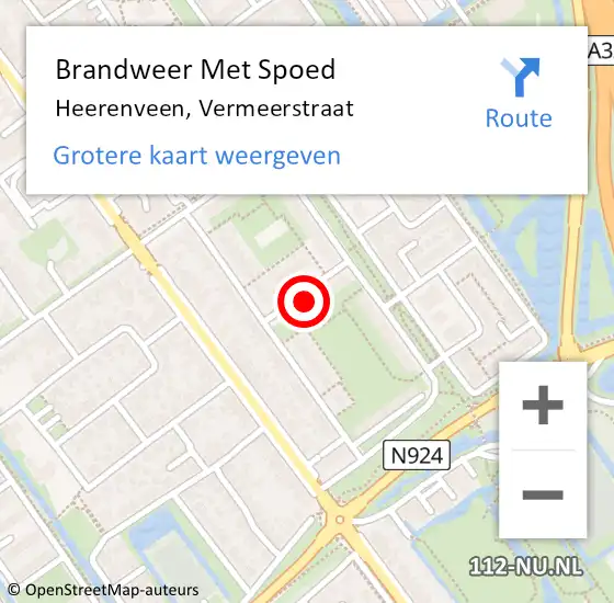 Locatie op kaart van de 112 melding: Brandweer Met Spoed Naar Heerenveen, Vermeerstraat op 14 juni 2023 15:44