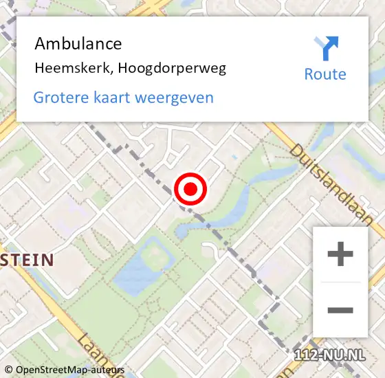 Locatie op kaart van de 112 melding: Ambulance Heemskerk, Hoogdorperweg op 14 juni 2023 16:05