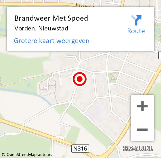 Locatie op kaart van de 112 melding: Brandweer Met Spoed Naar Vorden, Nieuwstad op 14 juni 2023 16:31