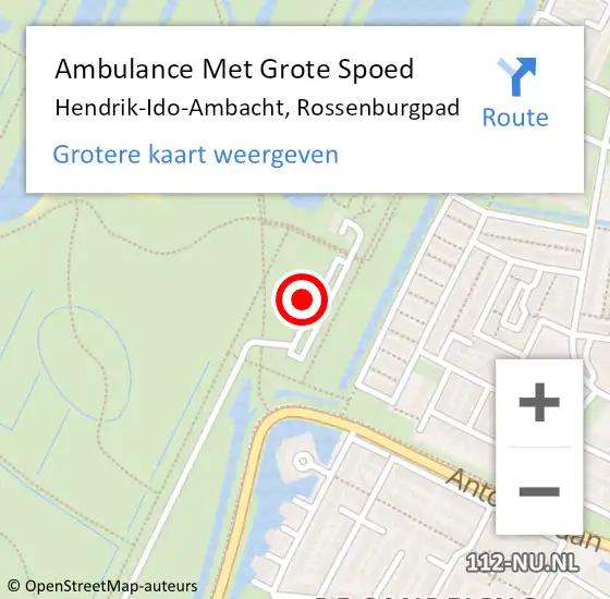 Locatie op kaart van de 112 melding: Ambulance Met Grote Spoed Naar Hendrik-Ido-Ambacht, Rossenburgpad op 14 juni 2023 16:41
