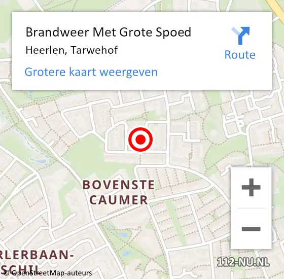 Locatie op kaart van de 112 melding: Brandweer Met Grote Spoed Naar Heerlen, Tarwehof op 14 juni 2023 16:57