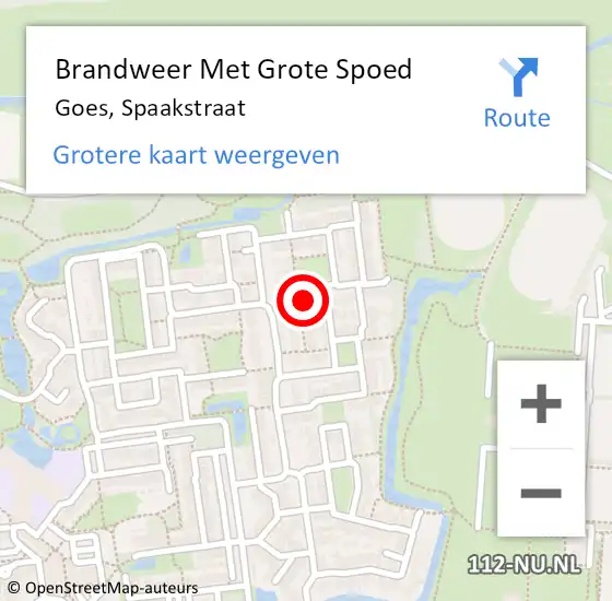 Locatie op kaart van de 112 melding: Brandweer Met Grote Spoed Naar Goes, Spaakstraat op 14 juni 2023 17:03