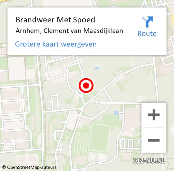 Locatie op kaart van de 112 melding: Brandweer Met Spoed Naar Arnhem, Clement van Maasdijklaan op 14 juni 2023 17:10