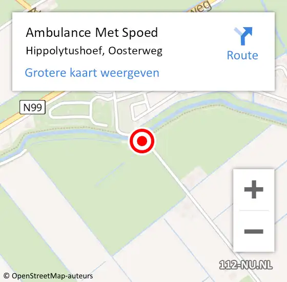 Locatie op kaart van de 112 melding: Ambulance Met Spoed Naar Hippolytushoef, Oosterweg op 14 juni 2023 17:17