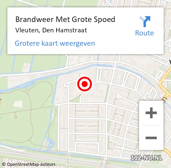 Locatie op kaart van de 112 melding: Brandweer Met Grote Spoed Naar Vleuten, Den Hamstraat op 14 juni 2023 17:32