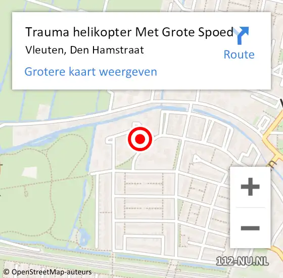 Locatie op kaart van de 112 melding: Trauma helikopter Met Grote Spoed Naar Vleuten, Den Hamstraat op 14 juni 2023 17:34