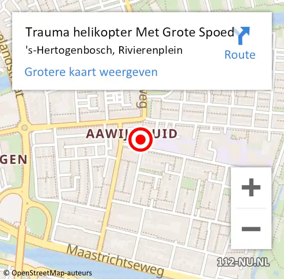 Locatie op kaart van de 112 melding: Trauma helikopter Met Grote Spoed Naar 's-Hertogenbosch, Rivierenplein op 14 juni 2023 17:41