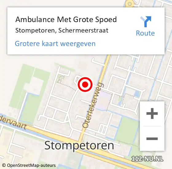 Locatie op kaart van de 112 melding: Ambulance Met Grote Spoed Naar Stompetoren, Schermeerstraat op 29 augustus 2014 00:07