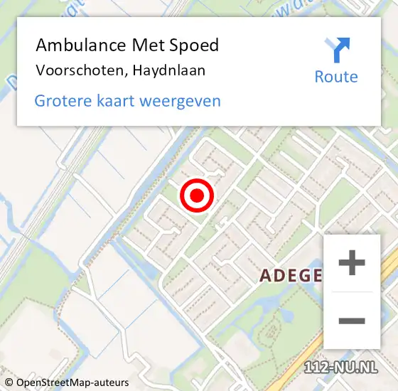 Locatie op kaart van de 112 melding: Ambulance Met Spoed Naar Voorschoten, Haydnlaan op 14 juni 2023 17:47